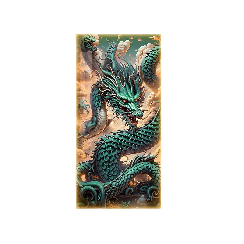 Factory Wholesale Entrance Decoration Aluminum Alloy HD Pictures Luxury Dragon LED Canvas Frame Wall Art