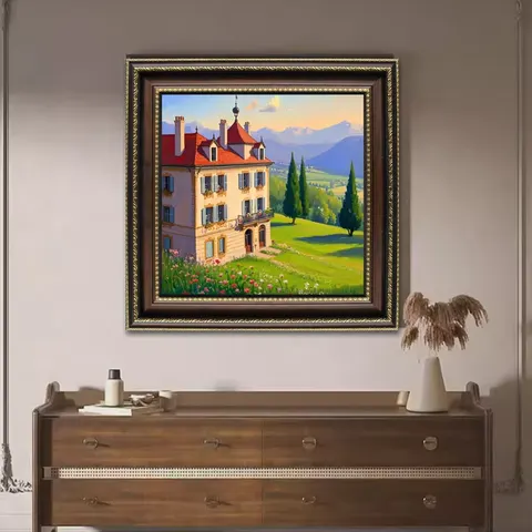 Factory Wholesale European Vintage Architecture Landscape Oil Painting Living Room Background Wall Art Home Decor Painting