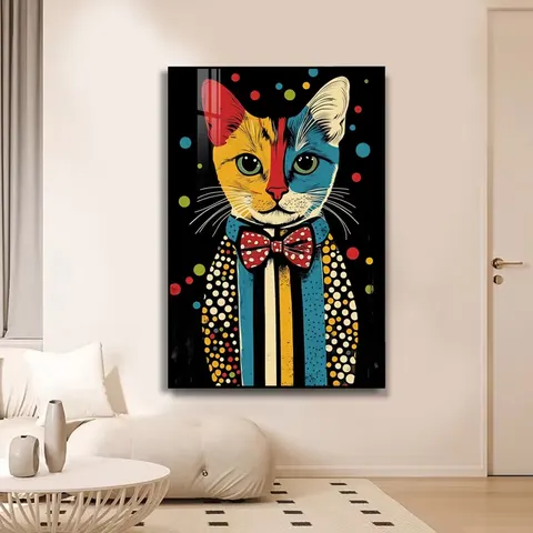 Factory Wholesale Graffiti cat Animal Painting Living Room Corridor Background Wall Crystal Porcelain Paintings
