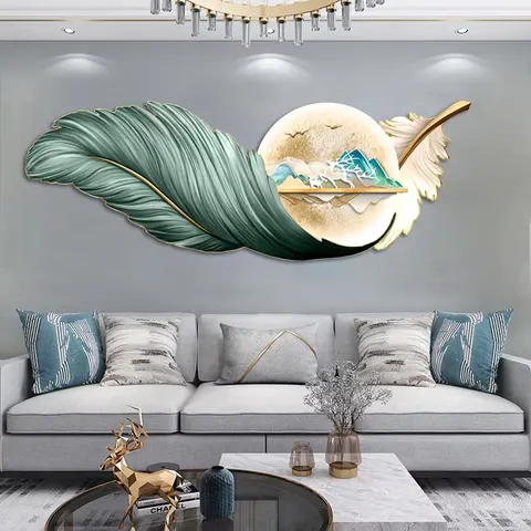 羽毛 单幅 装饰画 现代简约 客厅背景墙挂画 LED带灯画