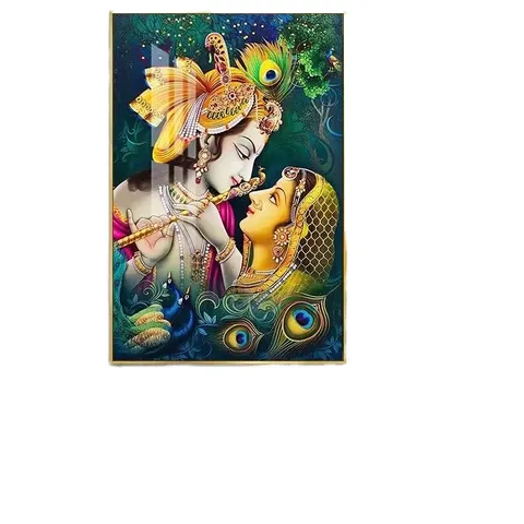 Factory Wholesale Home Decoration Aluminum Alloy LED 5D Diamond Crystal Portrait Indian Hindu God Wall Art Paper Support Base