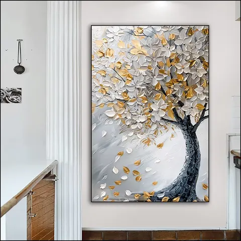 Factory Wholesale Hotel Background Wall Oil Painting Canvas Wall Painting Corridor Background Wall Crystal Porcelain Painting