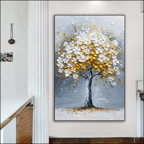 Factory Wholesale Hotel Background Wall Oil Painting Canvas Wall Painting Corridor Background Wall Crystal Porcelain Painting