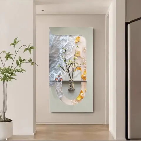 植物 单幅 装饰画 奶油风 玄关背景墙挂画 LED带灯画