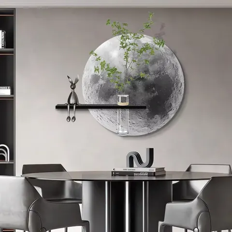 Factory Wholesale Hydroponic Plants Entrance Hall Home Decor Paintings Restaurant Background Wall Moon Led Painting