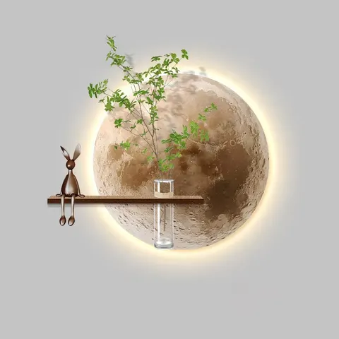 Factory Wholesale Hydroponic Plants Entrance Hall Home Decor Paintings Restaurant Background Wall Moon Led Painting