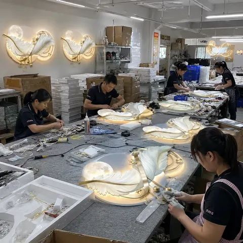 Factory Wholesale LED Feather Wall Art Light Luxury Hanging Panel Bulk Order Manufacturer Project Supply