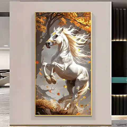 Factory Wholesale Light Luxury Wind Gold Horse Animal Painting Living Room Sofa Background Wall Canvas Decorative Painting