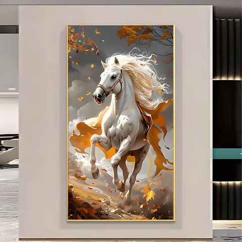 Factory Wholesale Light Luxury Wind Gold Horse Animal Painting Living Room Sofa Background Wall Canvas Decorative Painting