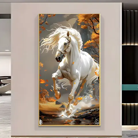 Factory Wholesale Light Luxury Wind Gold Horse Animal Painting Living Room Sofa Background Wall Canvas Decorative Painting