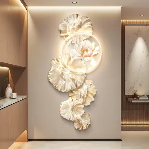 Factory Wholesale Nine Fish Diagram Lotus Entrance Hall Art Home Decor Painting UV Engraving Acrylic LED Painting