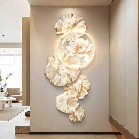 锦鲤 单幅 装饰画 现代简约 玄关背景墙挂画 LED带灯画