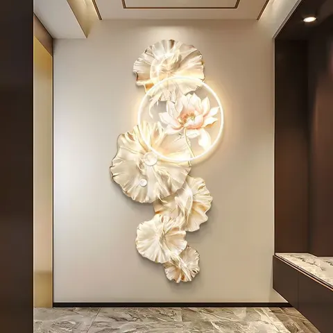 锦鲤 单幅 装饰画 现代简约 玄关背景墙挂画 LED带灯画