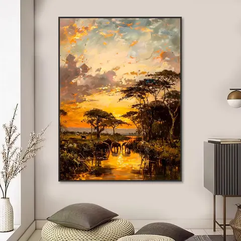 山水 单幅 装饰画 现代简约 客厅背景墙挂画 手绘油画