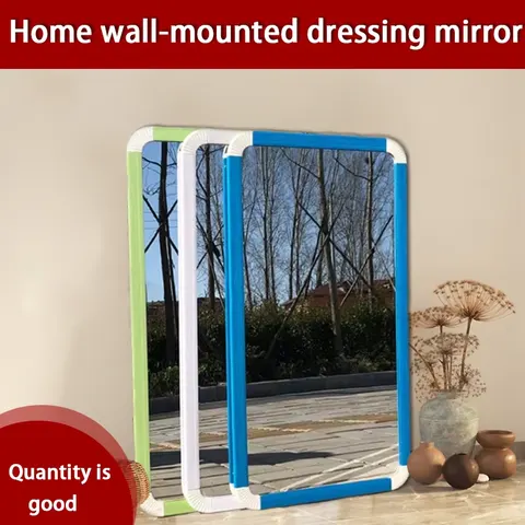 Factory Wholesale Rectangular Bathroom Hanging Mirror Plastic Simple Wind Rental Room Makeup Student Dormitory and Room Mirror