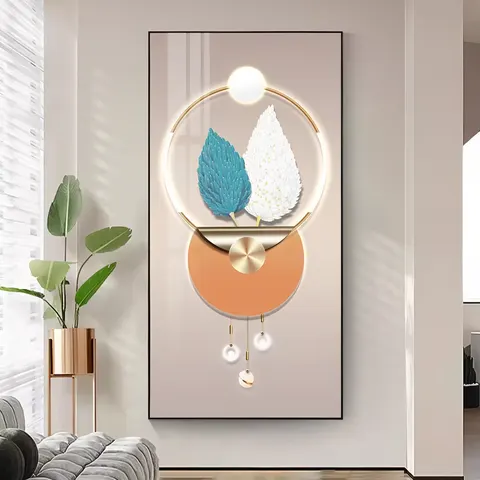 羽毛 单幅 装饰画 现代简约 客厅背景墙挂画 LED带灯画