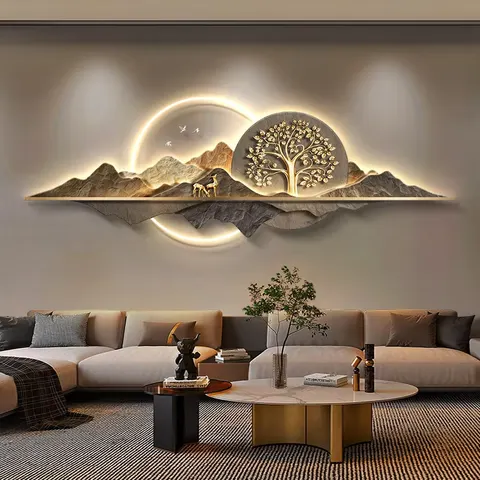 抽象 单幅 装饰画 现代简约 客厅背景墙挂画 LED带灯画