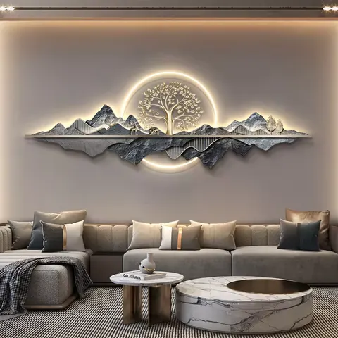 抽象 单幅 装饰画 现代简约 客厅背景墙挂画 LED带灯画