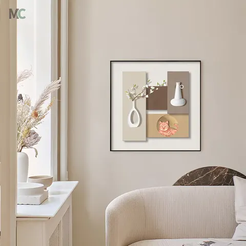 Fashion Creative Simple Restaurant Wall Art Home Decor Painting 60*60 cm square Vase Crystal Porcelain Painting