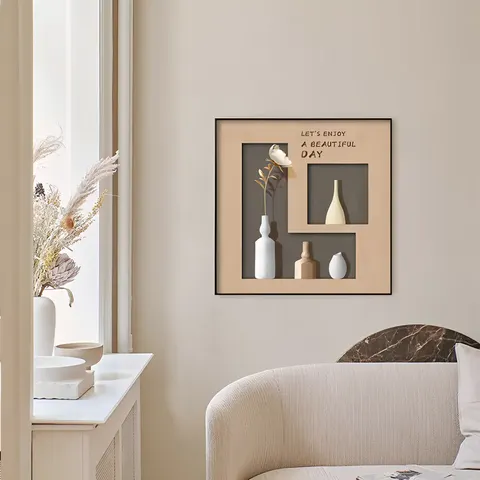 Fashion Creative Simple Restaurant Wall Art Home Decor Painting 60*60 cm square Vase Crystal Porcelain Painting