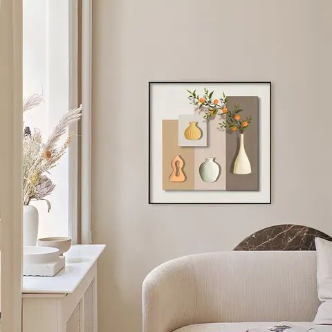 Fashion Creative Simple Restaurant Wall Art Home Decor Painting 60*60 cm square Vase Crystal Porcelain Painting