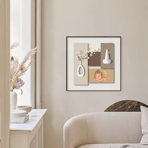 Fashion Creative Simple Restaurant Wall Art Home Decor Painting 60*60 cm square Vase Crystal Porcelain Painting