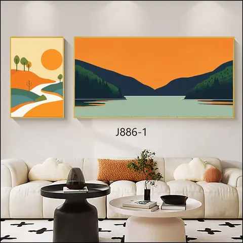 Fashion Design Landscape Sofa Background Wall Art Home Decor Painting Hotel Bedside Crystal Porcelain Painting