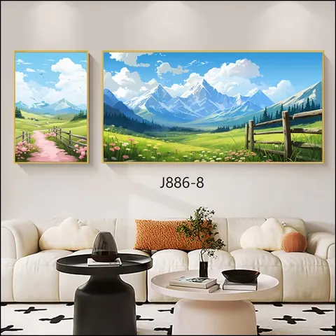 Fashion Design Landscape Sofa Background Wall Art Home Decor Painting Hotel Bedside Crystal Porcelain Painting