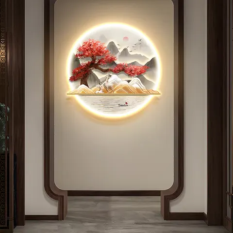 抽象 单幅 装饰画 现代简约 玄关背景墙挂画 LED带灯画