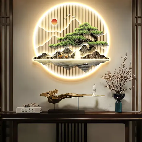 抽象 单幅 装饰画 现代简约 玄关背景墙挂画 LED带灯画