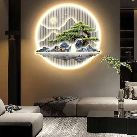 抽象 单幅 装饰画 现代简约 玄关背景墙挂画 LED带灯画