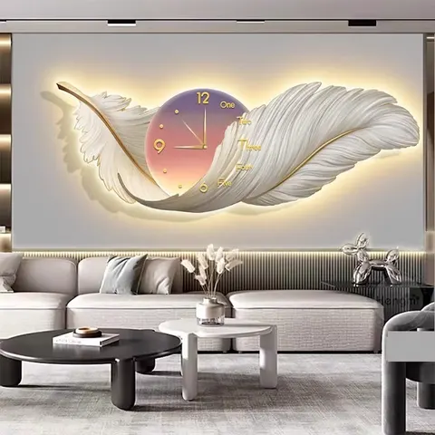 羽毛 单幅 装饰画 现代简约 客厅背景墙挂画 LED带灯画