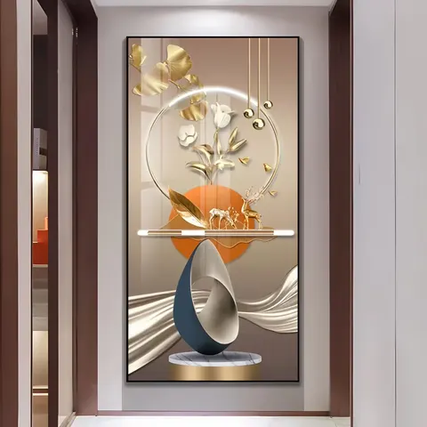 羽毛 单幅 装饰画 现代简约 客厅背景墙挂画 LED带灯画