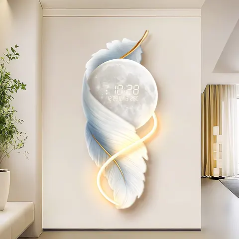 Feathers Numbers Display Screen Acrylic LED Paintings UV Printing Living Room Corridor Background Wall Art Decor Painting