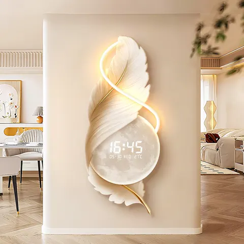 Feathers Numbers Display Screen Acrylic LED Paintings UV Printing Living Room Corridor Background Wall Art Decor Painting