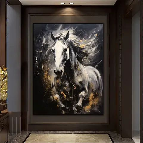Fine Hors Canvas the Horse Painting , Living Room Porch Bedroom Art Decor Murals LED Crystal Diamond Animal Painting