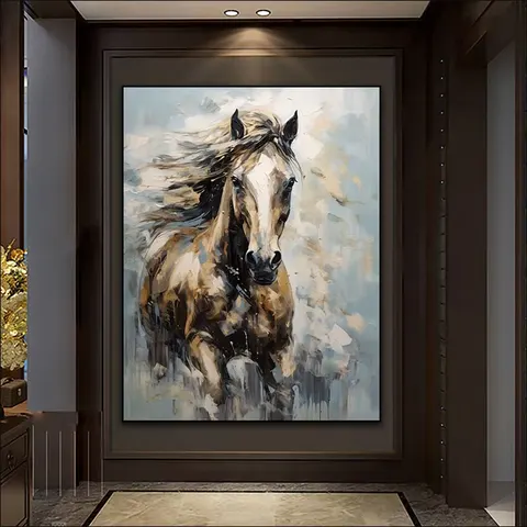 Fine Horse Frameless Canvas Painting , Living Room Porch Bedroom Decorative Murals LED Crystal Diamond Painting Animal Paintings
