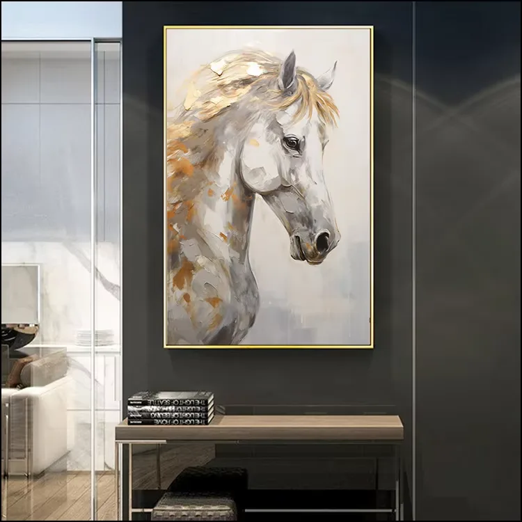 Fine Horse Frameless Canvas Paintings , Living Rooms Porch Bedroom Decorative Murals LED Crystal Diamond Animal Painting