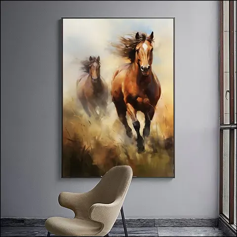 Fine Horse Frameless Canvas Paintings , Living Rooms Porch Bedroom Decorative Murals LED Crystal Diamond Animal Painting