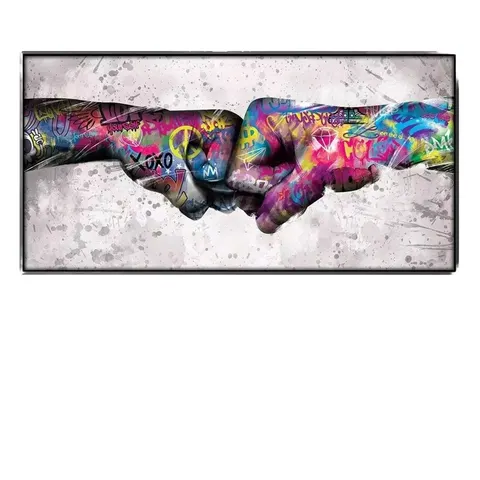 Fist Bump Graffiti Art Deco Canvas Painting Street Wall Art Posters Prints Colorful Living Room Home Decor