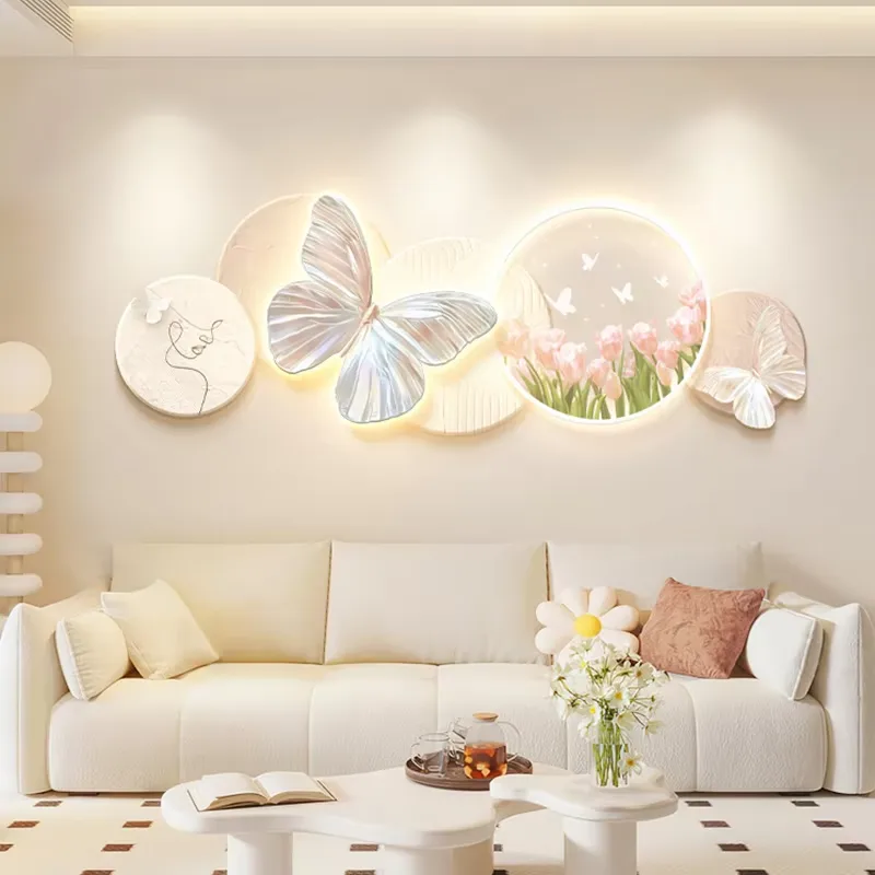 Floral Background Wall Advanced Sense Wall Art Designer Home Decor Wall Art LED Light Painting