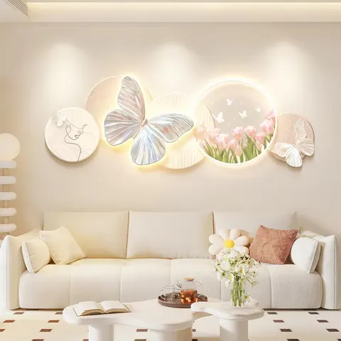 Floral Background Wall Advanced Sense Wall Art Designer Home Decor Wall Art LED Light Painting