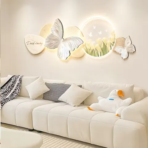 Floral Background Wall Advanced Sense Wall Art Designer Home Decor Wall Art LED Light Painting
