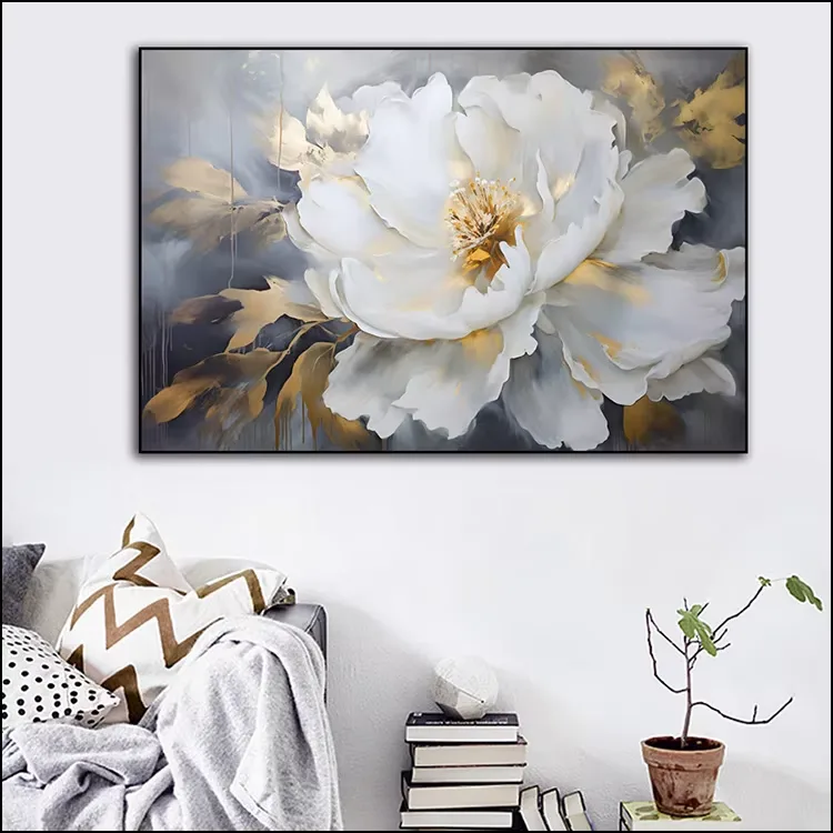 Floral painting corridor background wall Artistic home decor paintings High-definition printing Crystal porcelain painting