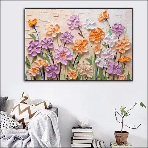 Floral painting corridor background wall Artistic home decor paintings High-definition printing Crystal porcelain painting
