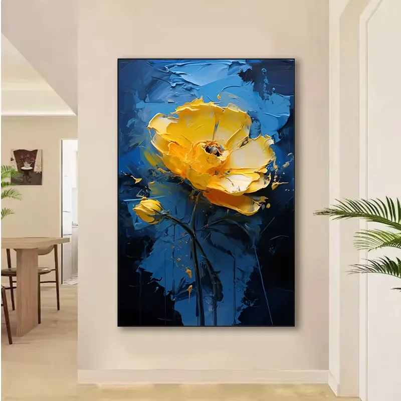 Flower Decorative Painting Modern Porch Texture Semi-hand-painted Living Room Sofa Background Wall Art Home Decor Painting