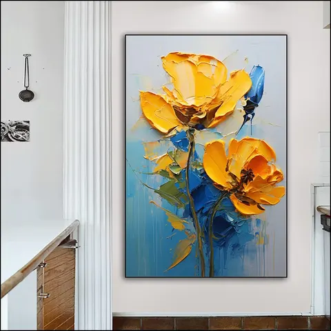 Flower Decorative Painting Modern Porch Texture Semi-hand-painted Living Room Sofa Background Wall Art Home Decor Painting