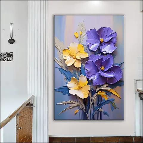 Flower Decorative Painting Modern Porch Texture Semi-hand-painted Living Room Sofa Background Wall Art Home Decor Painting