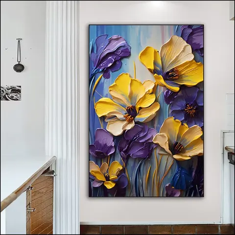 Flower Decorative Painting Modern Porch Texture Semi-hand-painted Living Room Sofa Background Wall Art Home Decor Painting