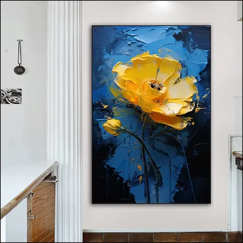 Flower Decorative Painting Modern Porch Texture Semi-hand-painted Living Room Sofa Background Wall Art Home Decor Painting